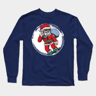 Santa Skateboarder Happy Christmas Merry Christmas Christmas Event Christmas Present Gift for Family for Dad for Mom for Friends for Kids Long Sleeve T-Shirt